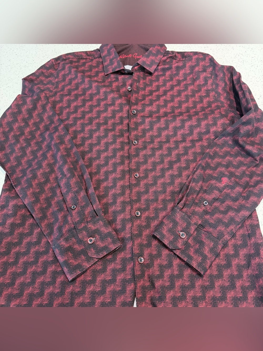 Robert Graham Men's Zigzag Pattern Button-Up Shirt Jacket - Red & Black
